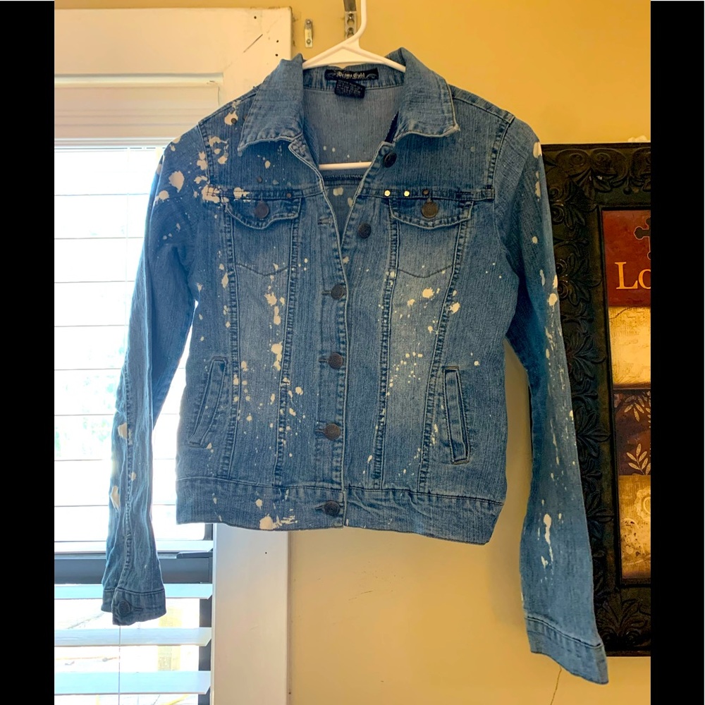 - Paint splatter denim jacket